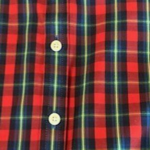 LLBean 3/4 sleeve, button-down shirt, blue, red, green, whitesize L